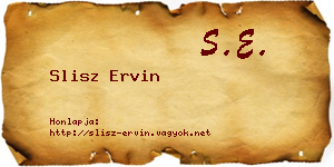 Slisz Ervin névjegykártya